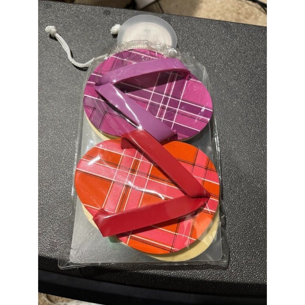 NEW Tropical Decorations 4 Flip-Flop Attachable Coasters For The Foot Of Glass